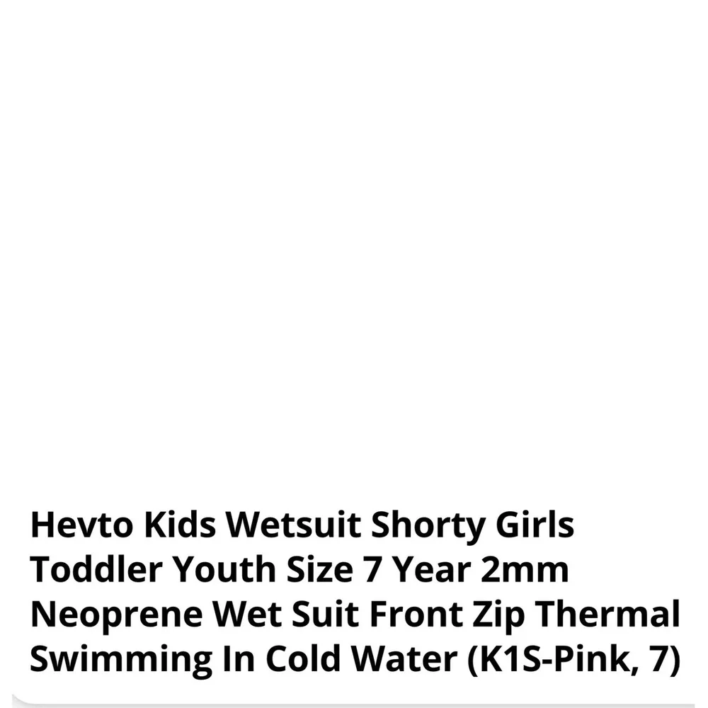 Hevto Wetsuit Shorty Kids 7 Black Pink New 2mm Neoprene Front Zip Surfing Swim